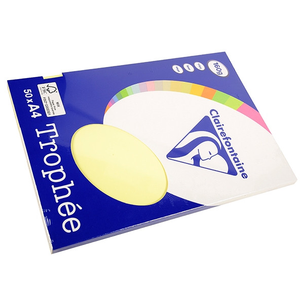 Clairefontaine papier couleur 160 g/m² A4 (50 feuilles) - canari 4157 250021 - 1