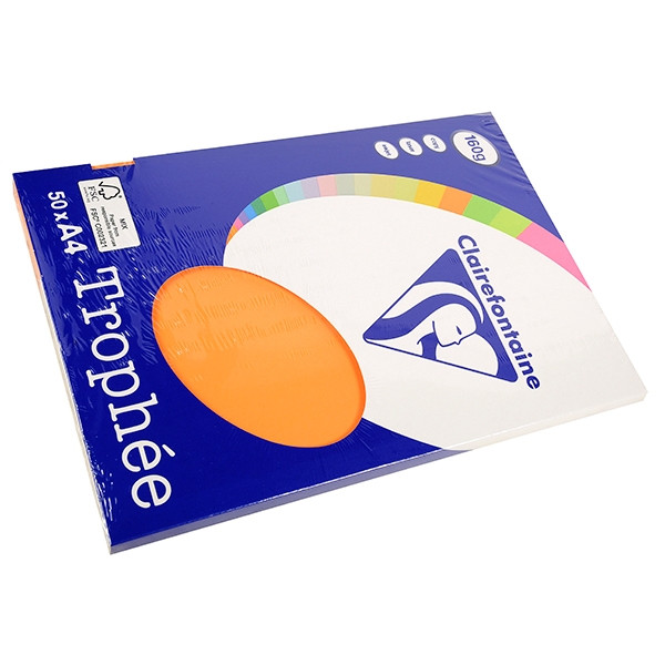 Clairefontaine papier couleur 160 g/m² A4 (50 feuilles) - clémentine 4158 250022 - 1