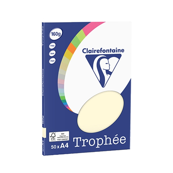 Clairefontaine papier couleur 160 g/m² A4 (50 feuilles) - crème 4154C 250064 - 1