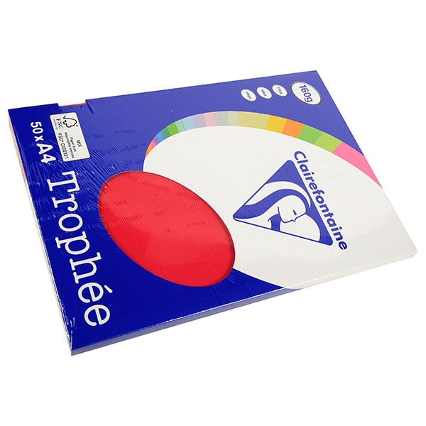 Clairefontaine papier couleur 160 g/m² A4 (50 feuilles) - rouge groseille 4162 250025 - 1