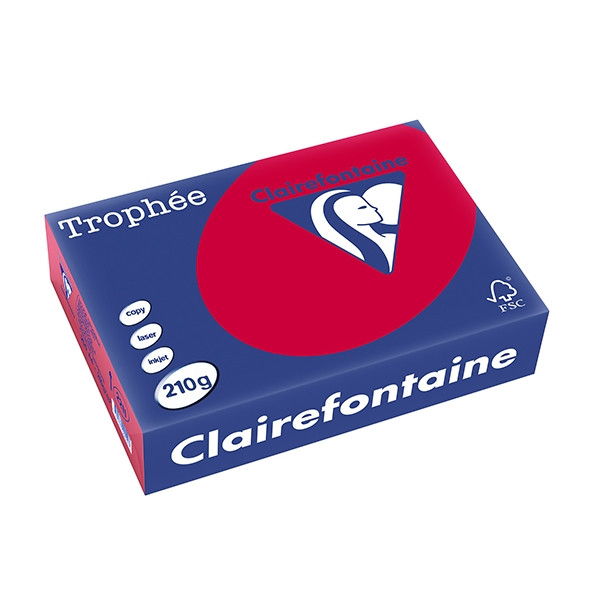 Clairefontaine papier couleur 210 g/m² A4 (250 feuilles) - rouge groseille 2211C 250098 - 1