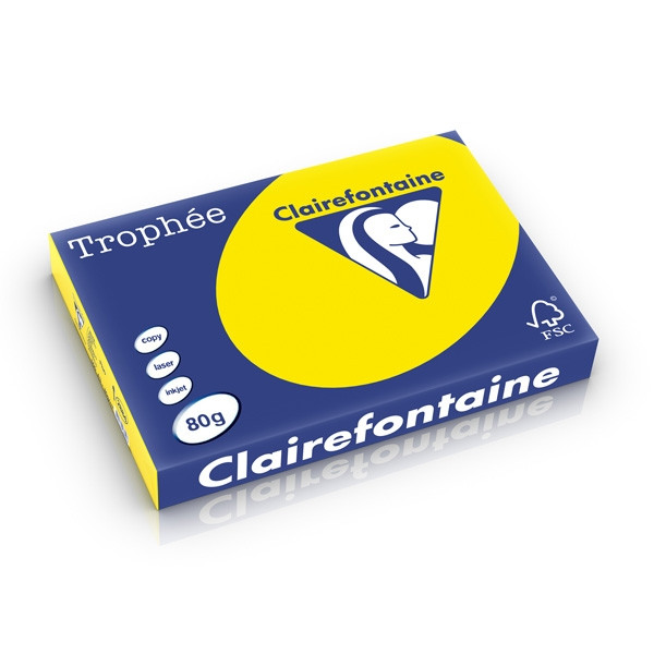 Clairefontaine papier couleur 80 g/m² A3 (500 feuilles) - jaune fluo 2884C 250291 - 1