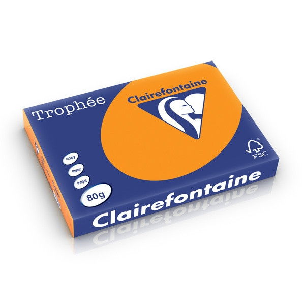 Clairefontaine papier couleur 80 g/m² A3 (500 feuilles) - orange fluo 2880C 250293 - 1