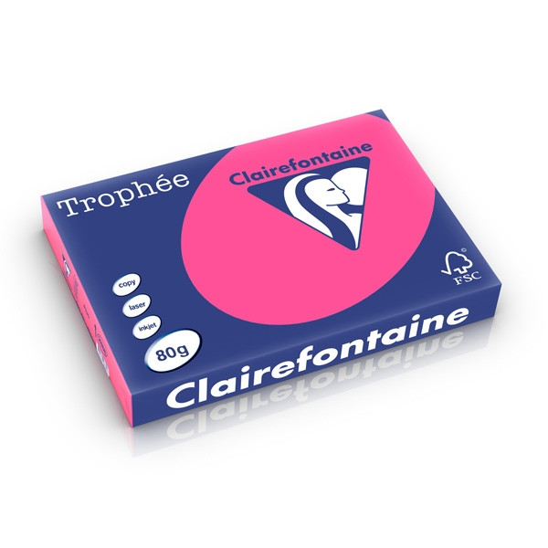 Clairefontaine papier couleur 80 g/m² A3 (500 feuilles) - rose fluo 2888C 250290 - 1