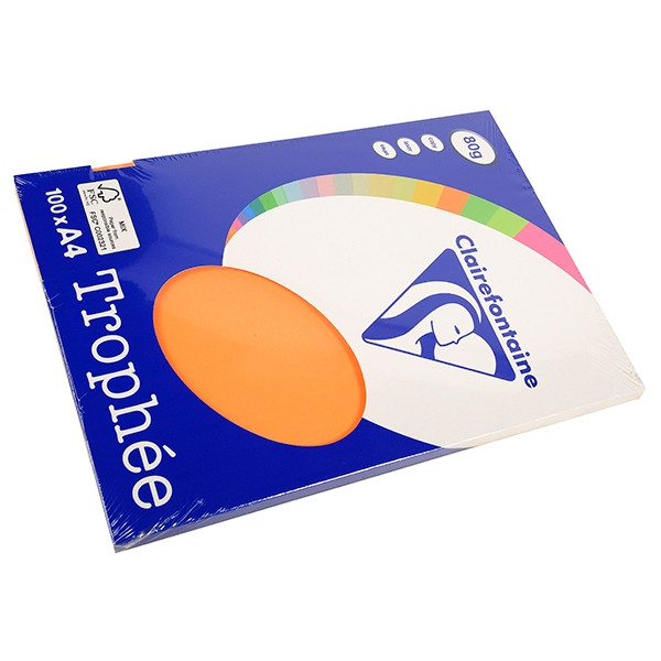 Clairefontaine papier couleur 80 g/m² A4 (100 feuilles) - clémentine 4108C 250004 - 1
