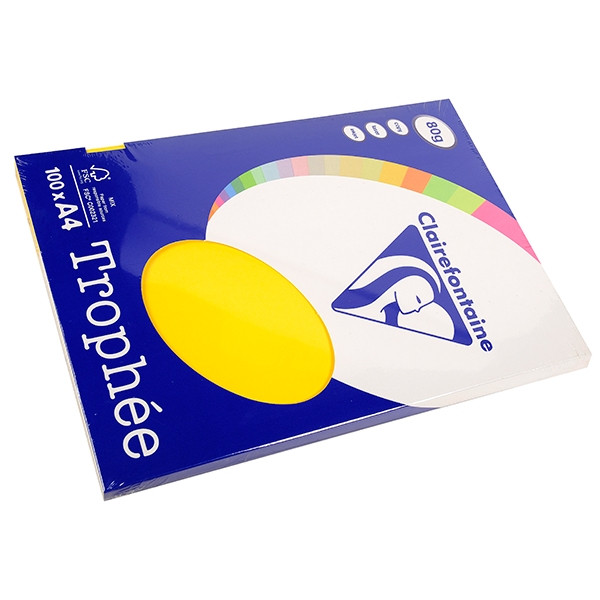 Clairefontaine papier couleur 80 g/m² A4 (100 feuilles) - jaune soleil 4117 250010 - 1