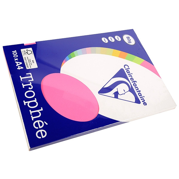 Clairefontaine papier couleur 80 g/m² A4 (100 feuilles) - rose fluo 4126C 250013 - 1