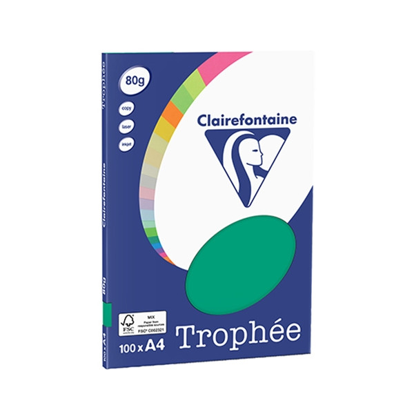 Clairefontaine papier couleur 80 g/m² A4 (100 feuilles) - vert sapin 4123C 250044 - 1