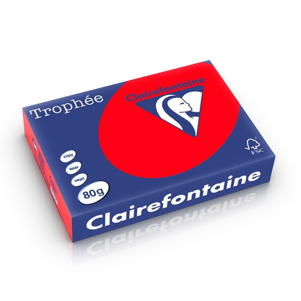 Clairefontaine papier couleur 80 g/m² A4 (500 feuilles) - rouge corail 8175C 250175 - 1