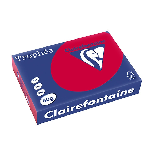 Clairefontaine papier couleur 80 g/m² A4 (500 feuilles) - rouge groseille 1782C 250056 - 1