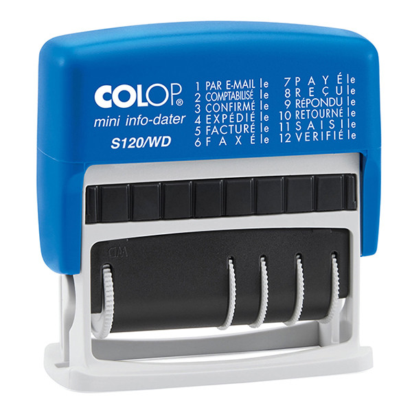 Colop S120/WD tampon de texte et dateur auto-encreur - bleu/rouge 104972 229150 - 1