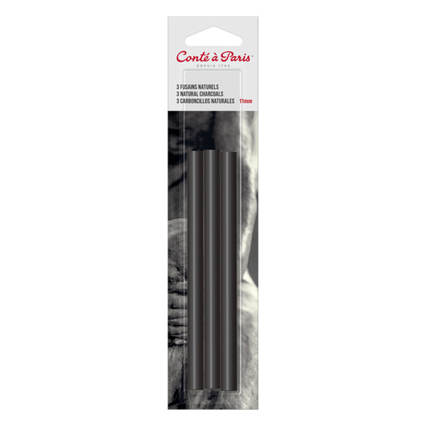 Conté à Paris fusain naturel rond 11 mm (3 pièces) 405202 - 1