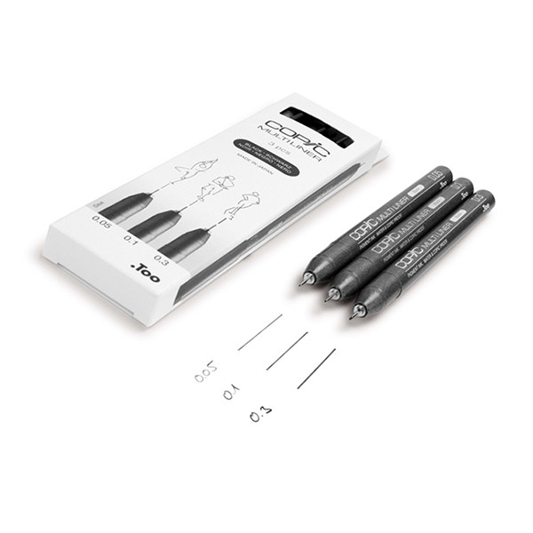 Copic Multiliner jeu de stylo-feutre pointe fine (0,05 - 0,3 mm) 3 pièces - noir 22075631 311016 - 2