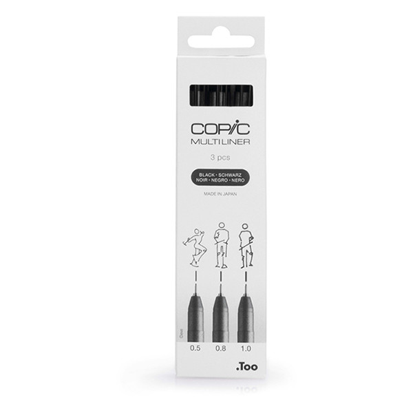 Copic Multiliner jeu de stylo-feutre pointe fine (0,5- 1 mm) 3 pièces - noir 22075632 311018 - 1