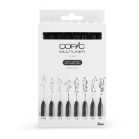 Copic Multiliner set de feutres fins (0,05 mm - BM) 8 pièces - noir 311065