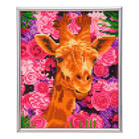 Crystal Art broderie diamant photo avec cadre 21 x 25 cm - Girafe & Fleurs CAM-26 400936
