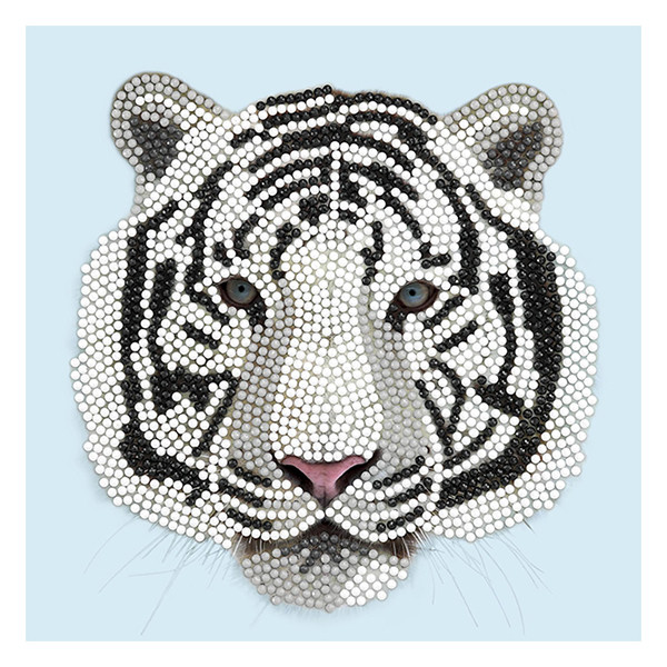 Crystal Art carte broderie diamant 18 x 18 cm - Tête De Tigre Blanc CCK-A77 400917 - 1