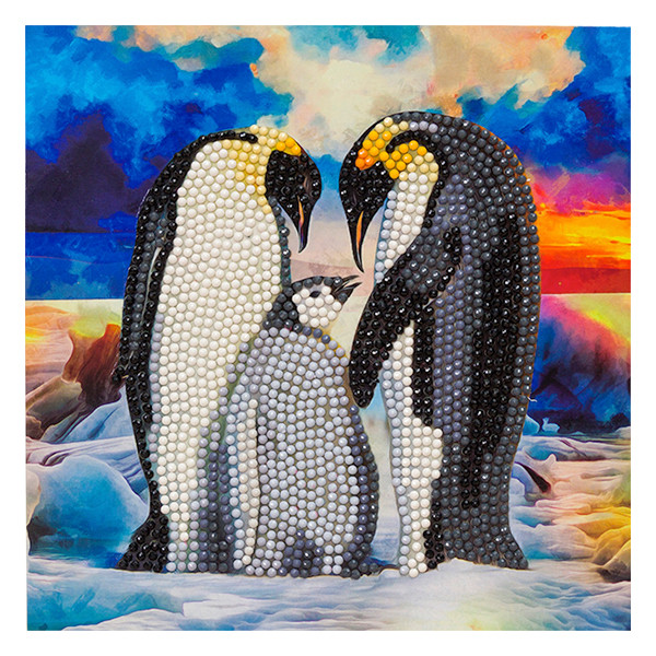 Crystal Art kit carte broderie diamant 18 x 18 cm - Famille de Pingouins CCK-A83 400931 - 1