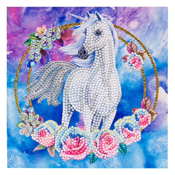 Crystal Art kit carte broderie diamant 18 x 18 cm - Guirlande Licorne CCK-A85 400933 - 1