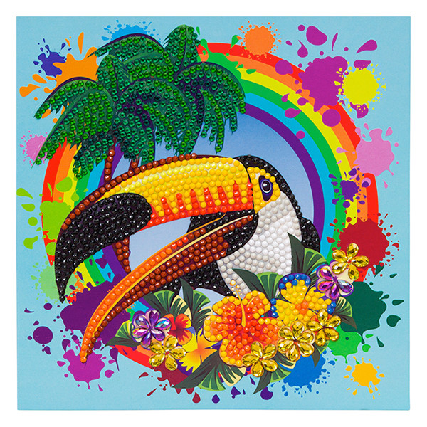 Crystal Art kit carte broderie diamant 18 x 18 cm - Toucan Arc-en-Ciel CCK-A78 400923 - 1