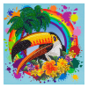 Crystal Art kit carte broderie diamant 18 x 18 cm - Toucan Arc-en-Ciel