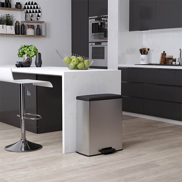 Curver Decobin duo poubelle rectangulaire (26+26 litres) - argent métal 243887 - 4