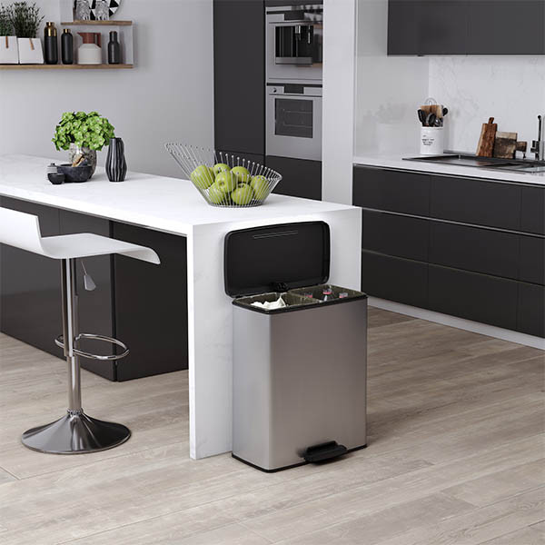 Curver Decobin duo poubelle rectangulaire (26+26 litres) - argent métal 243887 - 5