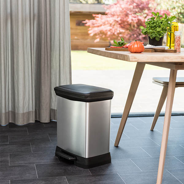 Curver Decobin poubelle rectangulaire (30 litres) - argent métal 243884 - 5