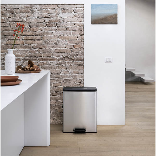 Curver Decobin poubelle rectangulaire (65 litres) - argent métal 243886 - 6