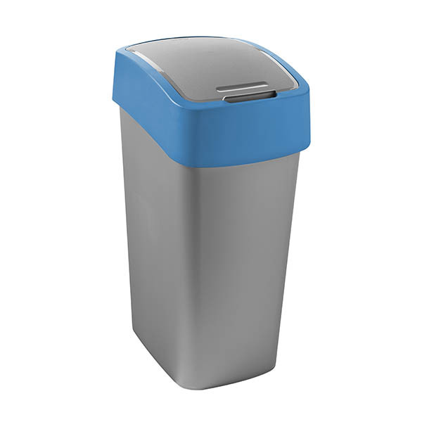 Curver Flip Bin Recycling poubelle (45 litres) - argent/bleu 243892 - 1
