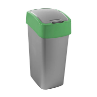 Curver Flip Bin Recycling poubelle (45 litres) - argent/vert 243891