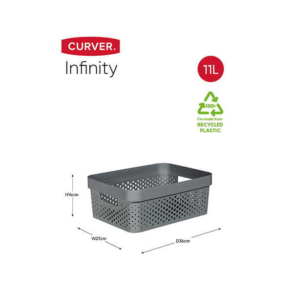 Curver Infinity recycled dots boîte de rangement 11 litres - anthracite 243866 - 2