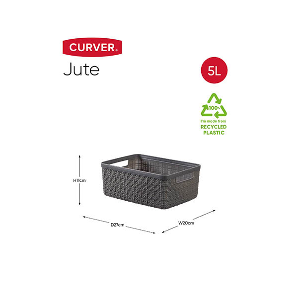 Curver Jute panier de rangement S 5 litres - gris foncé 243858 - 2