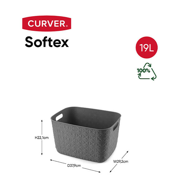 Curver Softex panier de rangement L 19 litres - anthracite 243857 - 2