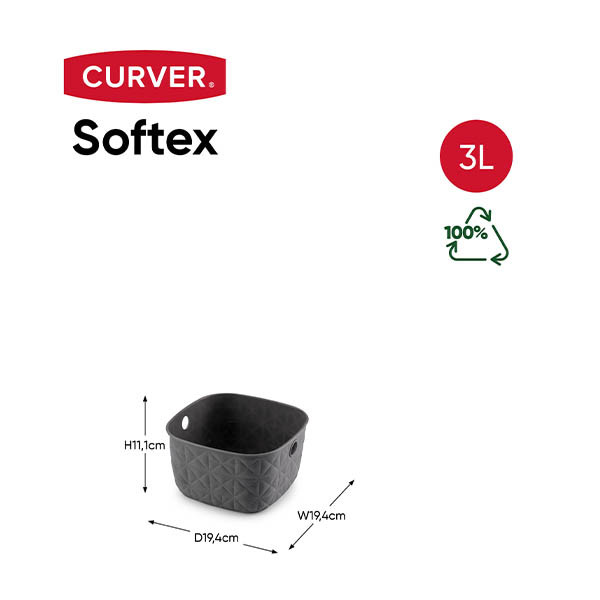 Curver Softex panier de rangement XS 3 litres - anthracite 243853 - 2