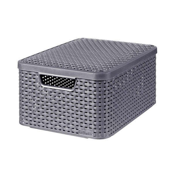 Curver Style panier de rangement M + couvercle 18 litres - anthracite 243863 - 1