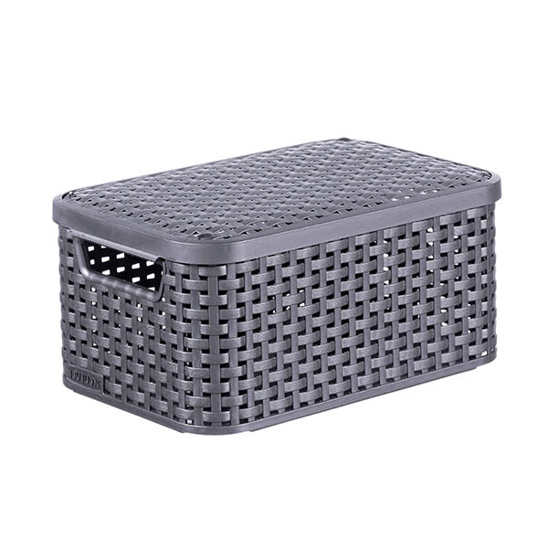 Curver Style panier de rangement S + couvercle 6 litres - anthracite 243862 - 1