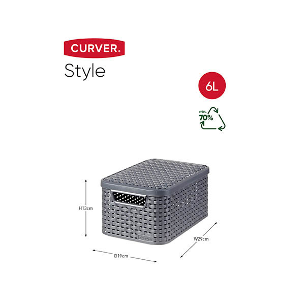Curver Style panier de rangement S + couvercle 6 litres - anthracite 243862 - 2