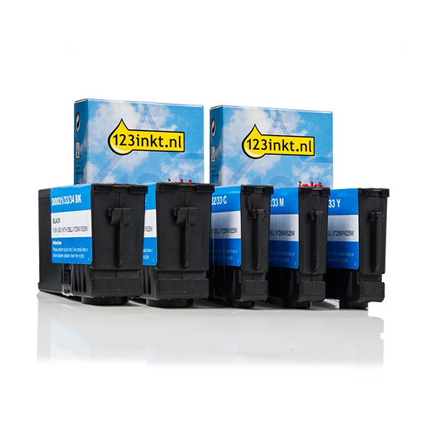 Dell Offre Dell série 33 : 592-11812, 13, 14, 15 2x noir + 3x couleur (marque 123encre)  160791 - 1