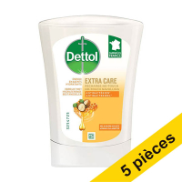 Offre : 5x Dettol recharge de savon pour les mains No-Touch Extra Care Miel & Beurre de karité (250 ml)