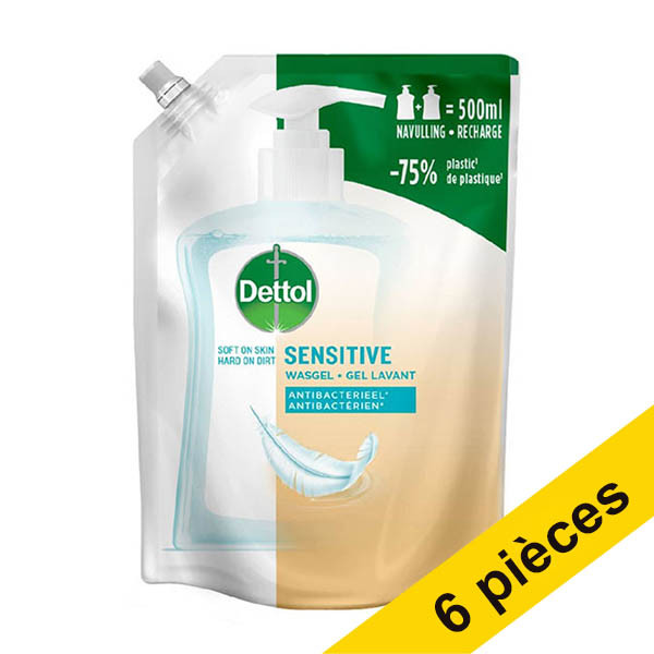 Offre : 6x Dettol Sensitive recharge de savon pour les mains (500 ml) SDE01102 - 1