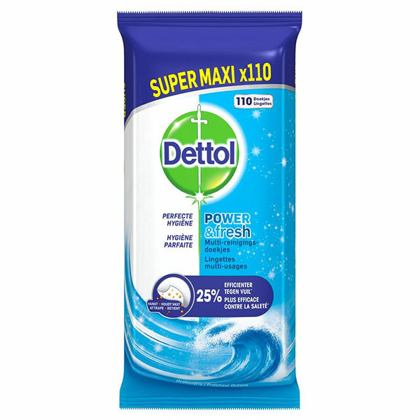 Dettol Power & Fresh Ocean lingettes nettoyantes (110 lingettes) SDE01069 - 1