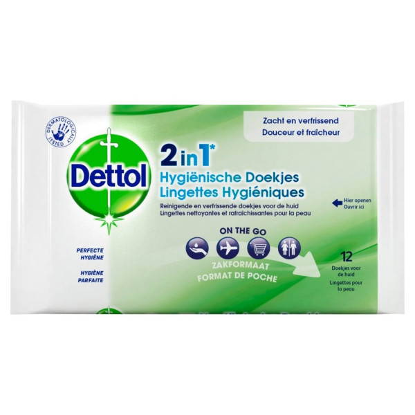 Dettol lingettes hygiéniques 2 en 1 (12 pièces) SDE00054 - 1