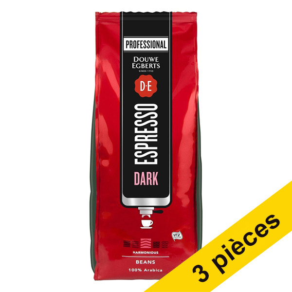 Douwe Egberts Offre : 3x Douwe Egberts Espresso Dark grains de café 1 kg  404255 - 1