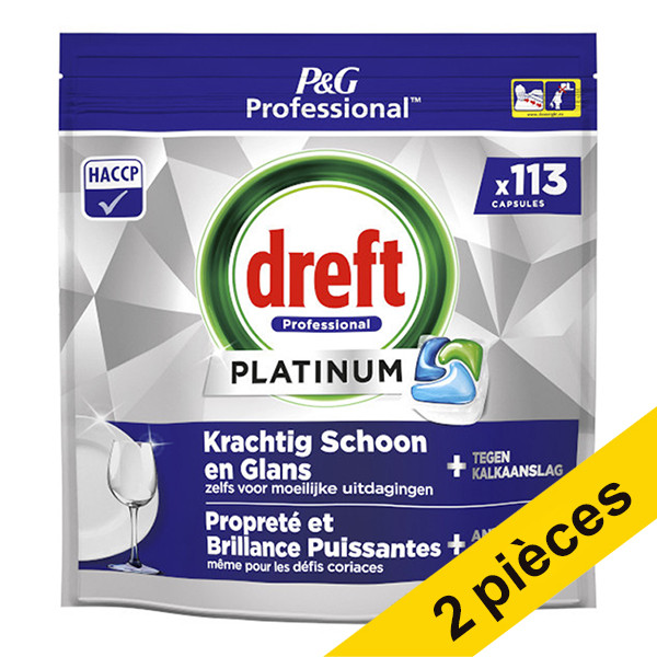 Dreft Offre : Dreft Professional All-in-One Platinum Regular tablettes pour lave-vaisselle (226 lavages)  SDR06270 - 1