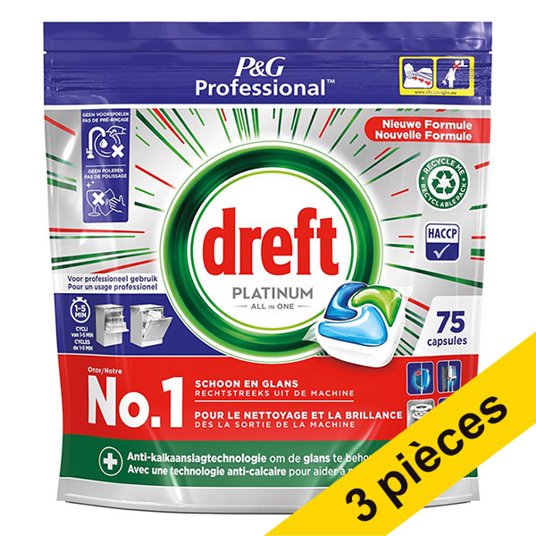 Dreft Offre : Tablettes pour lave-vaisselle Dreft Professional All-in-One Platinum Regular (225 cycles de lave-vaisselle)  SDR06142 - 1