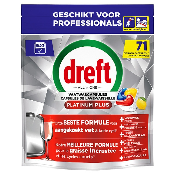 Dreft Professional All-in-One Platinum Plus Lemon tablettes lave-vaisselle(71 lavages) SDR08735 - 1