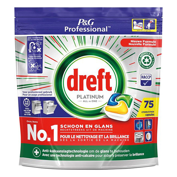 Dreft Professional All-in-One Platinum tablettes pour lave-vaisselle citron  (75 lavages)