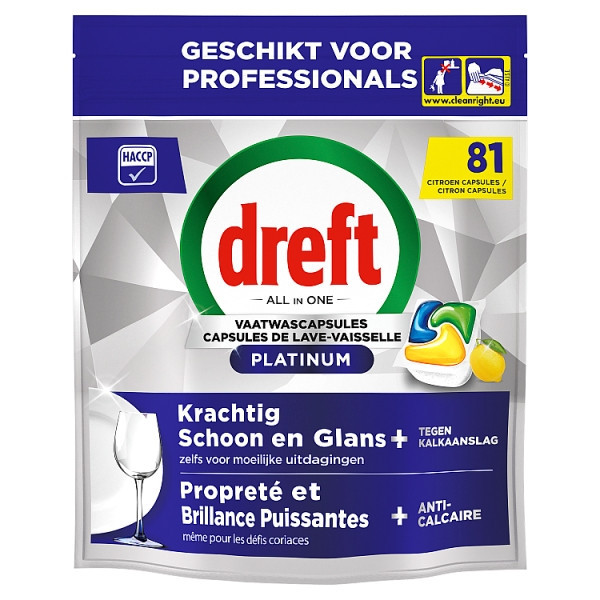 Dreft Professional multifonction Platinum Citron tablettes pour lave-vaisselle (81 lavages) SDR08731 - 1