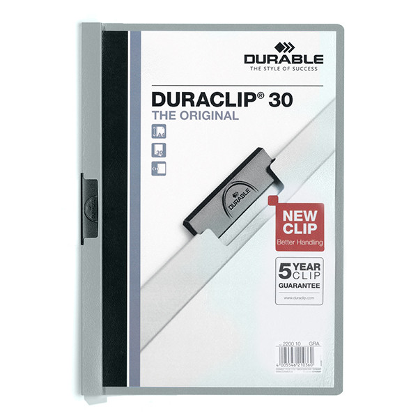 Durable Duraclip chemise à clip A4 pour 30 feuilles - gris 220010 310138 - 1